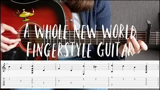 Fingerstyle Guitar Tutorial - A Whole New World from "Aladdin" with tabs