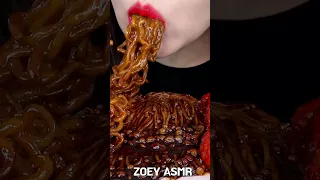 ASMR TRUFFLE BLACK BEAN NOODLES ENOKI MUSHROOMS SPICY FRIED CHICKEN 짜장불닭팽이버섯 트러플짜파게티 먹방 MUKBANG 咀嚼音