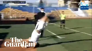 Somersault throw-in goal in Persian football match
