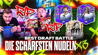 Wer muss SCHÄRFSTE NUDELN der WELT x3 ESSEN 🔥🥵Fut Draft Challenge FIFA 23 !!