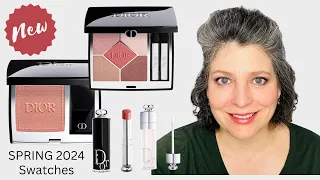 DIOR NEW SPRING 2024 Makeup-  Pink Organza Eyeshadow, Delicate Rose Blush and Comparison Swatches