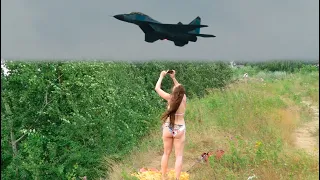 MiG-35 fighter pre thunderstorm training flight.