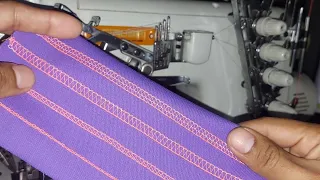 maquina de coser collareta,collarín recubridora.prueba de costura con 2,3,4 y 5 hilos.