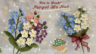 CROCHET FLOWER : How to Crochet a Forget Me Not Flower | Crochet Flower Bouquet 💐💐