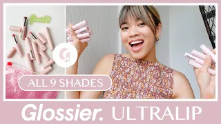Glossier Ultralip Review & First Impressions - Swatches of all 9 shades & unboxing + discount code