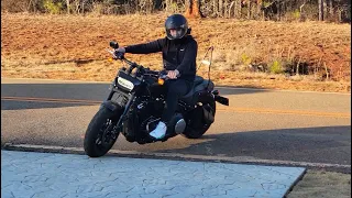 My Son took my Harley-Davidson motorbike for a ride.