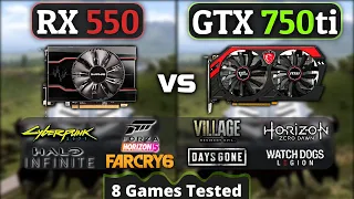 Rx 550 vs GTX 750 Ti | Performance Comparison In 8 Games | 2022