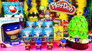 Play Doh Surprise Eggs Christmas Tree NEW DC Universe Mezitz Batman Toys Blind Box Opening DCTC