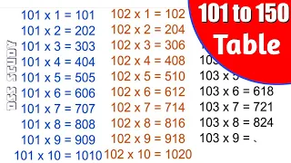 Table 101 to 150 English | 101 se lekar 150 tak table | 100 se 150 tak pahada