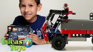 Lego Technic Hook loader and airport fire truck speed time lapse build and stop motion animation