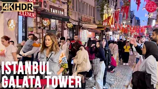Ramadan in Istanbul 2024, 4K walking tour of Galata Tower tourist area