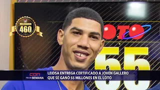 Leidsa entrega certificado a joven gallero que se gano 55 Millones en el Loto