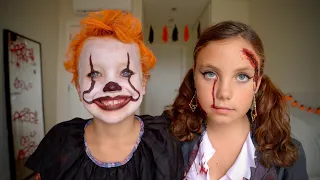 Halloween Make-up! Scary clown and zombie girl TUTORIAL