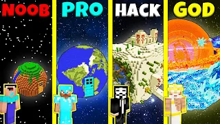 Minecraft Battle: NOOB vs PRO vs HACKER vs GOD: PLANET BASE HOUSE BUILD CHALLENGE / Animation