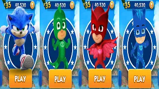 Sonic Prime Dash vs Pj Masks Super City Run - Movie Sonic vs All Bosses Zazz Eggman - All Characters