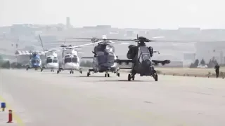 ATAK helikopteri, 4 adet GÖKBEY helikopteri ile kol uçuşu yaptı - Cumhuriyet’in 100. Yılı İçin