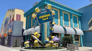 Minion Land Construction Update at Universal Studios Orlando Resort, Including Entrance Marquee Sign