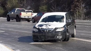 Icy road mayhem in Birmingham, Alabama - January 7, 2017