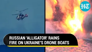 Russia's Lethal Ka-52 Helicopter Fires Non-Stop Shots At Ukraine's Drone Boats Moving Towards Crimea