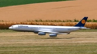 AIRBUS A340-300 LUFTHANSA GIGANTIC RC AIRLINER MODEL JET LOW PASS FLIGHT / RC Airliner Airshow 2015