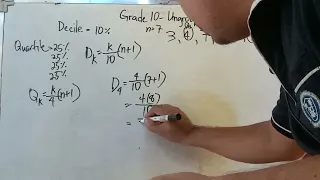 Grade 10 Decile Interpret Measures of Position Ungrouped Data