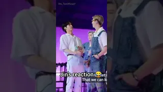 jin reaction when he almost bumped rm's face 😂😂😂 #BTS