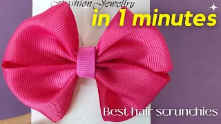 "🎀 Best hair scrunchies, the simplest way to make ribbon bows. in 1 minutes 🎀