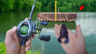 Fishing For GIANT BASS With BIG Jigs!! (Fishing an Abandoned Pond)