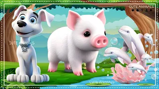 Cute Little Farm Animal Sounds - Dog, Pig, Dolphin - Music For Relax