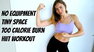 700 Calorie NO EQUIPMENT HIIT for TINY SPACES