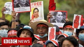 Huge crowds defy army warning in Myanmar strike - BBC News