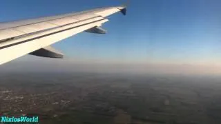 Airbus A320, window view landing in Budapest, Hungary