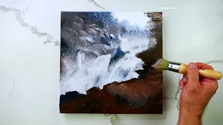 ENCHANTED WATERFALL | Oval Brush Painting Technique | Acrylics