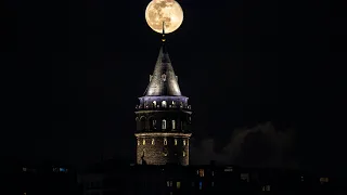 Walking around Galata Tower at night in Istanbul City Ambiance