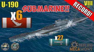 SUBMARINE U-190 6 Kills & 146k Damage | World of Warships Gameplay