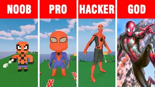 Minecraft NOOB vs PRO vs HACKER vs GOD: SPIDER-MAN  BUILD CHALLENGE in Minecraft
