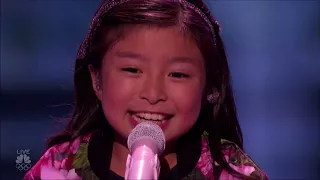 Celine Tam: A Cute Little Girl But When She Opens Her Mouth WOW!! | America's Got Talent 2017