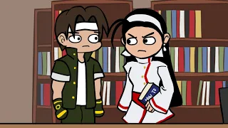 Kyo doesn't want to fight Chizuru after school (a KOF cartoon parody)