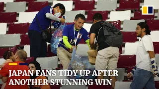 Japan fans keep up tidy tradition after surprise World Cup win over Spain