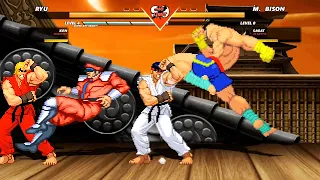 ICE RYU & FIRE KEN vs M BISON & SAGAT - Highest Level Awesome Fight!