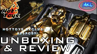 Hot Toys EXCLUSIVE Star Wars CLONE TROOPER Gold Chrome Version 1/6th Unboxing & Review