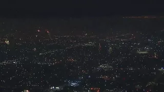 Helicopter captures fireworks lighting up Los Angeles sky on July 4