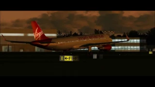 FS2004 - Virgin America A320 Taking off Into The Sunset