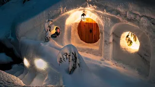 Building a Cozy Snow Dugout | Warm Winter Survival Shelter Start to Finish in Deep Snow