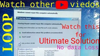 FIX ULTIMATE 100% SOLUTION | Working 2021 TRICK | Startup Repair Couldn't Fix Your PC Windows 7