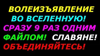 Волеизъявление во вселенную! Сразу 9 раз одним файлом! Славяне!Объединяйтесь!