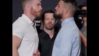 Mike Perry trash talking Paul Felder during face off at UFC 226