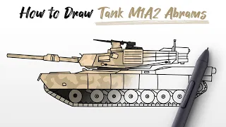 How to Draw Tank M1A2 Abrams (number 1 best in the world) easy Step By Step