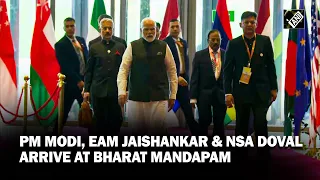 PM Modi, EAM Jaishankar and NSA Ajit Doval arrive at Bharat Mandapam as G20 Summit kicks off