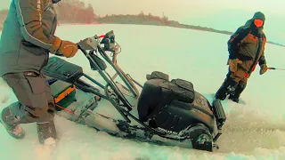 Когда буксует мотобуксировщик! Выход на озеро. Зимняя рыбалка в Карелии  2021 22.